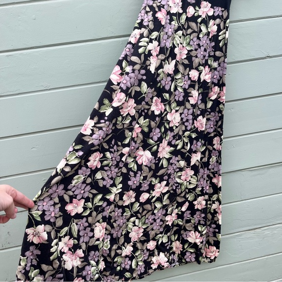Vintage S Laura Tyler Maxi dress black floral 90s - Picture 7 of 8